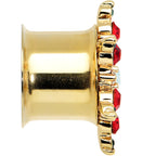 Red Green Gem Gold Tone Bright Christmas Double Flare Plug Set