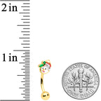 16G 5/16 Clear Gem Gold Tone Happy Snowman Curved Eyebrow Ring