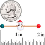 14G Red Gem Snowman Christmas Industrial Barbell 38mm Set of 2