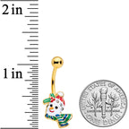 Clear Gem Gold Tone Snowman Holiday Christmas Belly Ring
