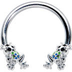 16G 3/8 Black Gem Polka Dot Frogs Horseshoe Circular Barbell