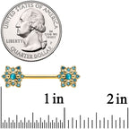 14G 9/16 Aqua Gem Gold Tone Snowflake Christmas Nipple Ring Set
