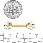 14G 9/16 Clear Gem Gold Tone Feeding Bee Barbell Nipple Ring Set