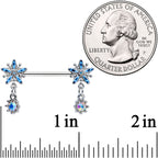 14G 9/16 Aurora Gem Snowflake Blues Christmas Nipple Ring Set