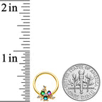 16G 3/8 Purple Tourmaline Gold Tone Spray Hinged Segment Ring