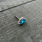 20G 1/4 Blue Gem Textured Art Deco Nose Bone