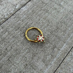16G 3/8 Aurora Gem Gold Tone Christmas Star Hinged Segment Ring