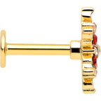16G 1/4 Red Aurora Gem Gold Tone Christmas Star Labret Tragus