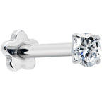 16G 5/16 Clear CZ G23 Titanium Threadless Flower Labret Tragus