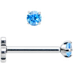 18G 5/16 Blue CZ Gem G23 Titanium Threadless Flower Labret Tragus