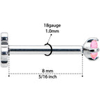 18G 5/16 Pink CZ Gem G23 Titanium Threadless Flower Labret Tragus