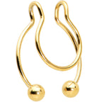 Gold Tone Horseshoe Ball Fake Septum Ring Nipple and Clip on Earring