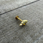 16G 5/16 Gold Tone Bold Peacock Feather Labret Monroe Tragus