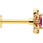 16G 5/16 Red Gem Gold Tone Regal Escutcheon Labret Monroe Tragus