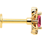 16G 1/4 Red Gem Gold Tone Regal Escutcheon Labret Monroe Tragus