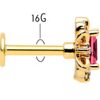 16G 1/4 Red Gem Gold Tone Regal Escutcheon Labret Monroe Tragus