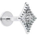 16G 1/4 Clear Gem Deco Textured Rhombus Labret Monroe Tragus