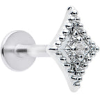 16G 1/4 Clear Gem Deco Textured Rhombus Labret Monroe Tragus