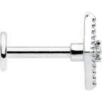 16G 1/4 Clear Gem Deco Textured Rhombus Labret Monroe Tragus