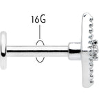16G 1/4 Clear Gem Deco Textured Rhombus Labret Monroe Tragus