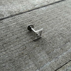 16G 1/4 Clear Gem Deco Textured Rhombus Labret Monroe Tragus