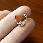 16G 3/8 Gold Tone Bold Peacock Feather Cartilage Clicker