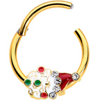 16G 3/8 Clear Gold Hue Deco Santa Christmas Hinged Segment Ring