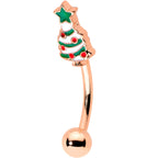 16G 5/16 Rosy Hue Snowman Christmas Curved Eyebrow Ring Set of 4