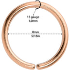 18G 5/16 Rose Gold Hue PVD Grade 23 Titanium Bendable Hoop Ring