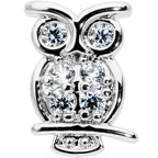 16G 5/16 Clear CZ Gem Owl Internal Thread Labret Monroe Tragus