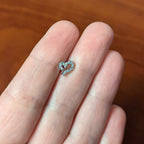16G 1/4 Clear CZ Gem Half Heart Internally Threaded Labret Tragus
