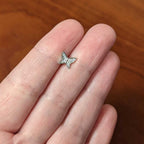 16G 1/4 Clear CZ Gem Butterfly Internally Threaded Labret Tragus