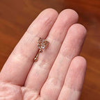 16G 5/16 Pink CZ Gem Rose Gold Tone Butterfly Curved Eyebrow Ring