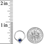 16G 3/8 Clear Blue Gem Oval Swirl Hinged Segment Ring