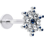 16G 5/16 Clear Blue Gem Festive Snowflake Labret Monroe Tragus
