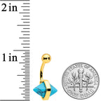 Gold Tone Turquoise Rhombus Belly Ring