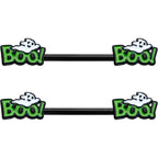 14G 9/16 Black Boo Smile Ghost Halloween Barbell Nipple Ring Set