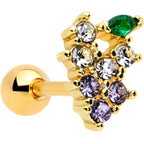 16G 1/4 Clear CZ Gem Gold Tone Bunch Grapes Cartilage Tragus