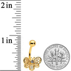 Clear Gem Gold Tone Beauty Bee Belly Ring