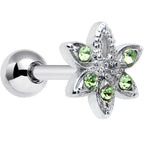 16G 1/4 Green Gem Texture Loopy Pot Leaf Cartilage Tragus Earring