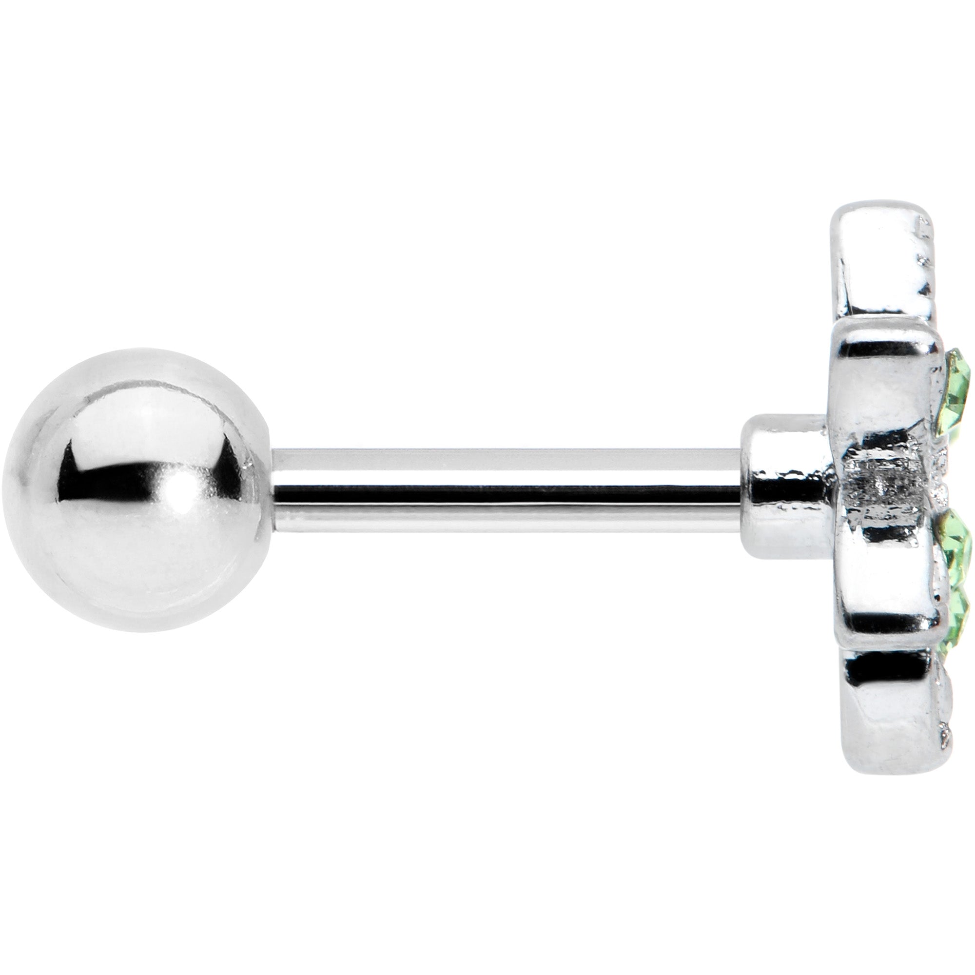 16G 1/4 Green Gem Texture Loopy Pot Leaf Cartilage Tragus Earring