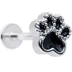 16G 5/16 Textured Black Paw Print Labret Monroe Tragus