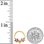 16G 3/8 White Faux Opal Gold Hue Bunch Flower Hinged Segment Ring