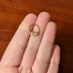 16G 3/8 White Faux Opal Gold Hue Bunch Flower Hinged Segment Ring