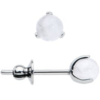 4mm Light Rose Quartz Stone Implant Grade Titanium Stud Earrings
