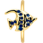 20G 5/16 Gold Tone Blue Adorable Angelfish Nose Hoop