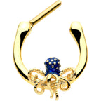 16G 5/16 Gold Tone Textured Blue Octopus Cartilage Clicker