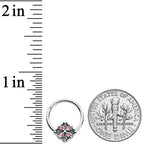 16G 3/8 Pink Gem Floral Rhombus Baroque Hinged Segment Ring