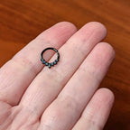 16G 5/16 Vitrail CZ Gem Black Seven Leaf Hinged Segment Ring
