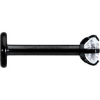 16G 5/16 Clear Gem Black Round End Internally Threaded Labret Tragus